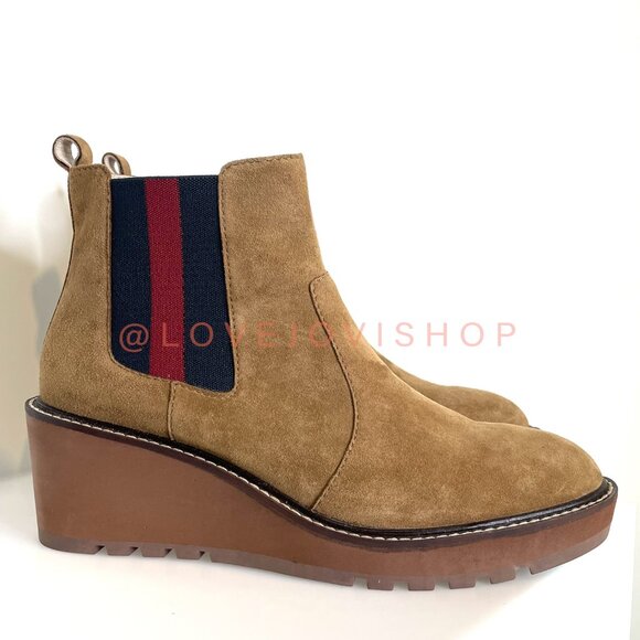 Minimalist | Cecelia for Anthropologie Tan Suede Platform Pull-On Boot | Wedge - Picture 8 of 16